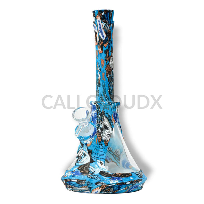 12 Silicone & Glass Beaker- Printed Waterpipe