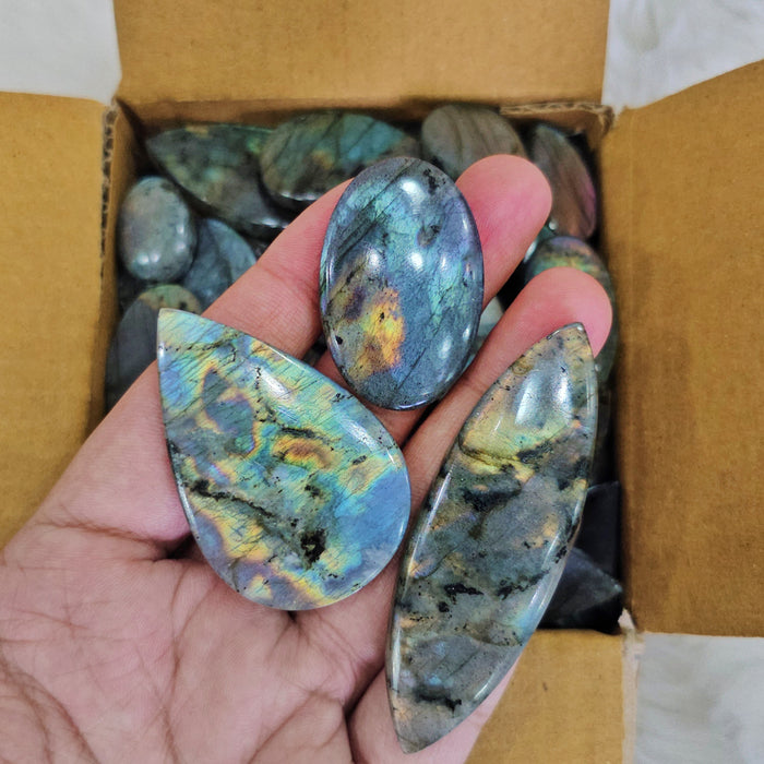 500 Gram Box of Spectrolite Cabochons | 35-45 Pcs - The LabradoriteKing