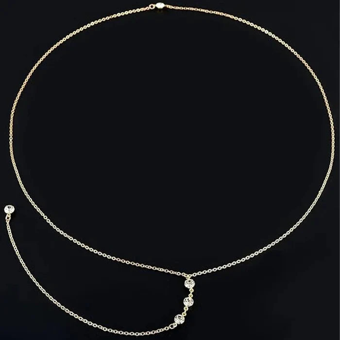 Set of 8 gold-tone body chains for women, featuring waist and belly chain jewelry perfect for summer beach bikinis and bikinis.