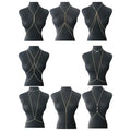 Set of 8 gold-tone body chains for women, including belly and waist chains, perfect for summer beach bikinis and body jewelry.