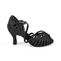 Abelia Black Rhinestone Double Padded Latin Dance Shoes