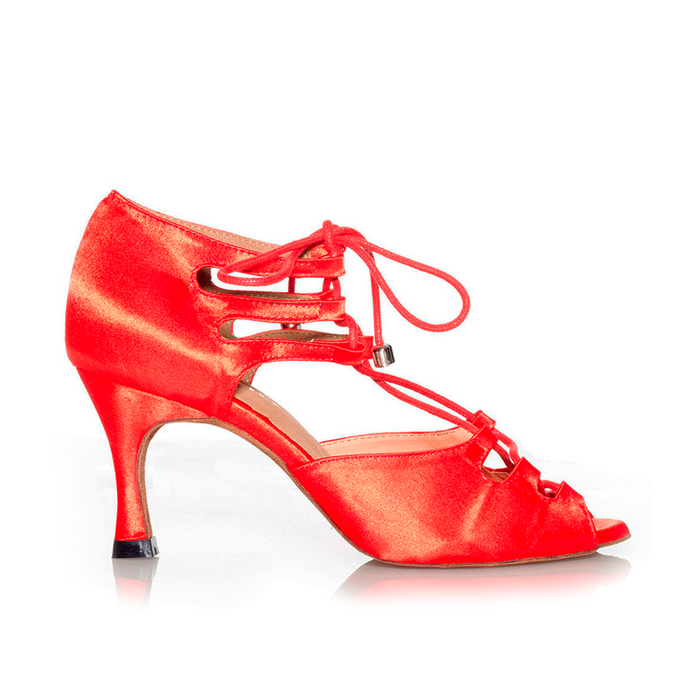 Alemana - Red Open Toe Lace Up Latin Dance Shoes