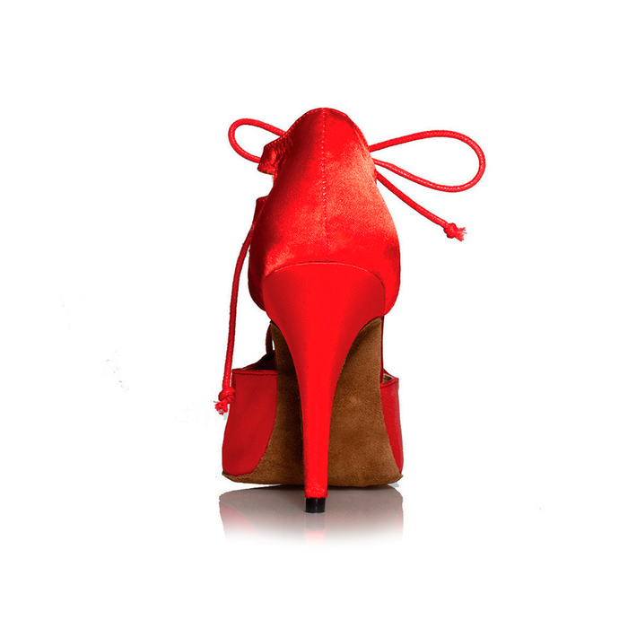 Alemana - Red Open Toe Lace Up Latin Dance Shoes