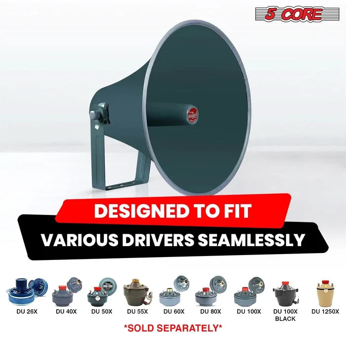 Mandotos 16-inch all-weather PA speaker horn with rugged design, ideal for outdoor public address and sound reinforcement.