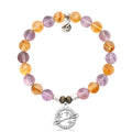 Amethyst Citrine Gemstone Bracelet with Infinity and Beyond Sterling Silver Charm
