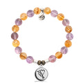 Amethyst Citrine Gemstone Bracelet with Nurse Sterling Silver Charm