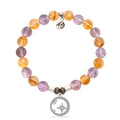 Amethyst Citrine Gemstone Bracelet with What is Meant to Be Sterling Silver Charm