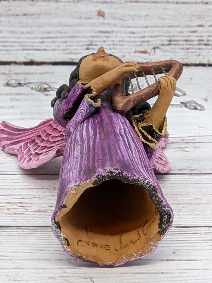 Christmas Decorations, Angel with Harp, Christmas Angel Home Decor, Handmade Angel Art de Oaxaca Mexico