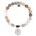 Australian Agate Gemstone Bracelet with Be the Light Sterling Silver Charm
