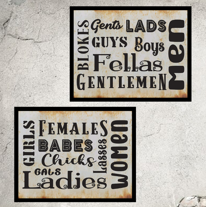 Bathroom Signs Boys and Girls Handmade In 2 Styles