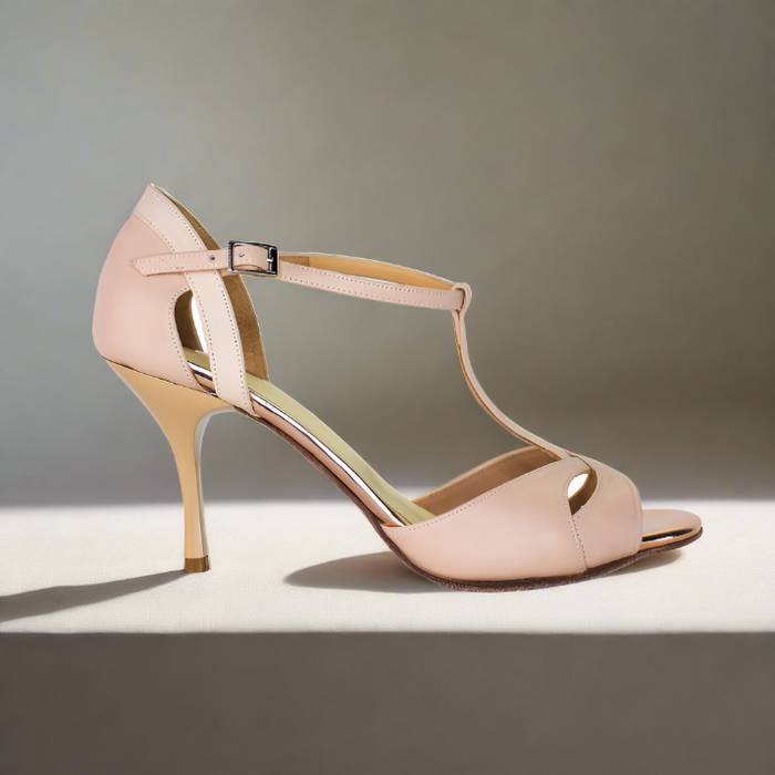 Biscotti nude leather tango shoes T-strap
