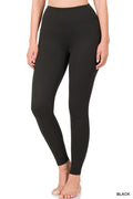 Black Brushed Dry Microfiber Wide Waistband Leggings