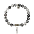 Bridal Collection: Rutilated Quartz Gemstone Bracelet with Bride Sterling Silver Charm Bar