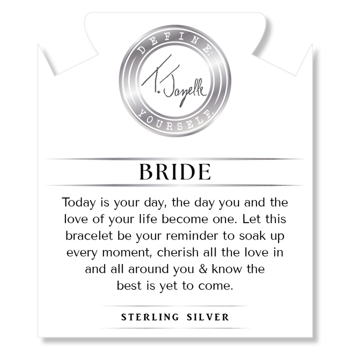 Bridal Collection: Rutilated Quartz Gemstone Bracelet with Bride Sterling Silver Charm Bar