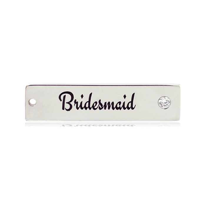 Bridal Collection: Rutilated Quartz Gemstone Bracelet with Bridesmaid Sterling Silver Charm Bar