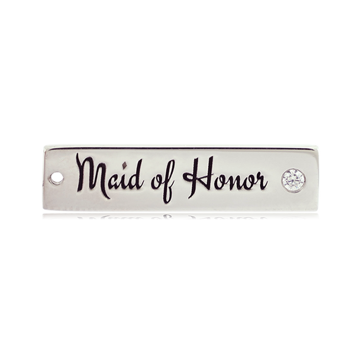 Bridal Collection: Rutilated Quartz Gemstone Bracelet with Maid of Honor Sterling Silver Charm Bar
