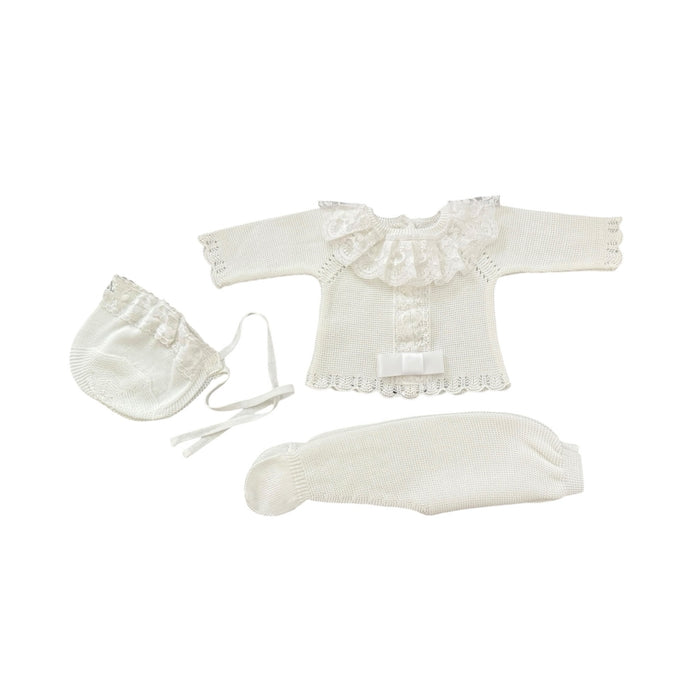Briggita Luxe White 3-piece Knitted Set