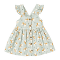 front of butterfly ruffle button baby dress bloomer made of organic muslin