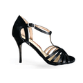 Camel black leather T-strap tango shoes