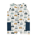 Cars Sleeveless Side Pocket Short Baby Romper (Organic Muslin)