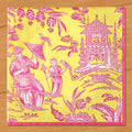 Caspari Paper Napkins, Chartreuse Silk Road Toile