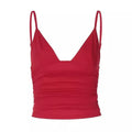 Mandotos chic V-neck crop top in soft fabric, featuring a stylish neckline and modern fit, perfect for casual or trendy outfits.