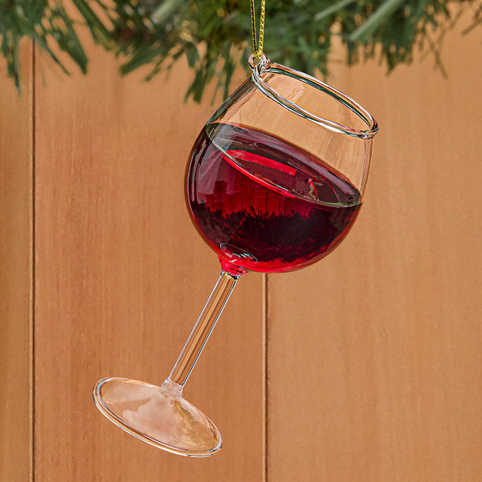 Cody Foster Glass Ornament, Red Wine Glass