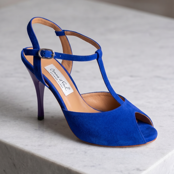 Comme il Faut blue suede tango shoes