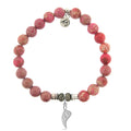 Cranberry Jasper Gemstone Bracelet with Angel Blessings Sterling Silver Charm