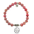 Cranberry Jasper Gemstone Bracelet with Moonlight Sterling Silver Charm