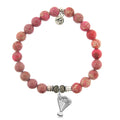 Cranberry Jasper Gemstone Bracelet with Thinking of You Sterling Silver Charm
