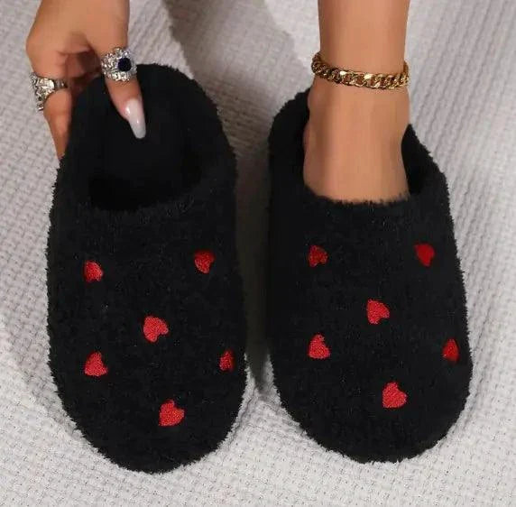 Mandotos Cushy Heart Top Fluffy Slippers with soft textured surface and cozy design for comfortable indoor wear