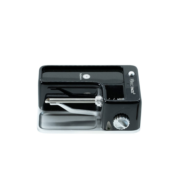Black DaySavers filling machine with compatible pre-rolled tube loaded in the filling tube