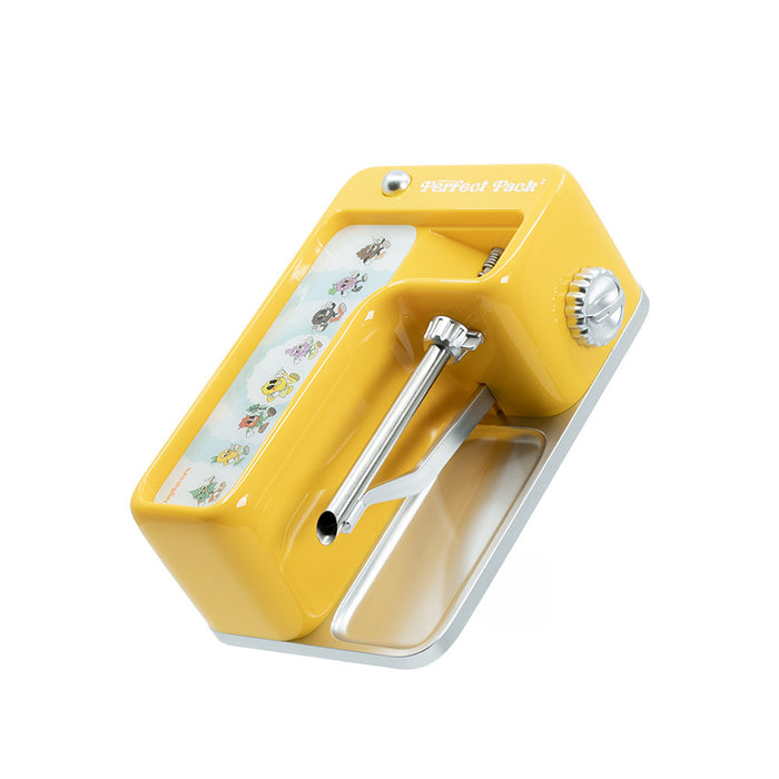 Yellow DaySavers filling machine with Terpmania graphic insert and compact countertop shape