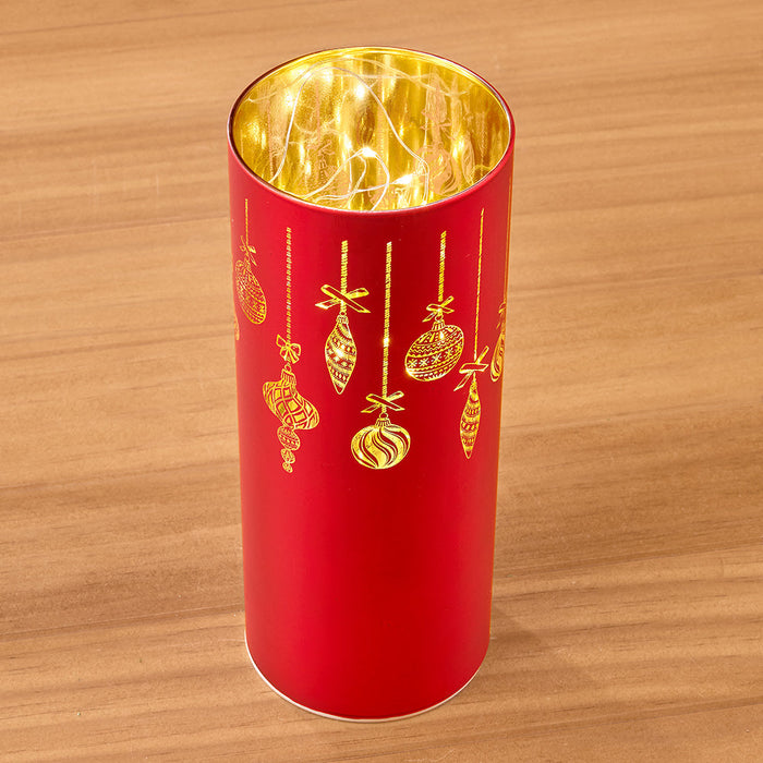 "Deck the Halls" LED Glass Hurricane