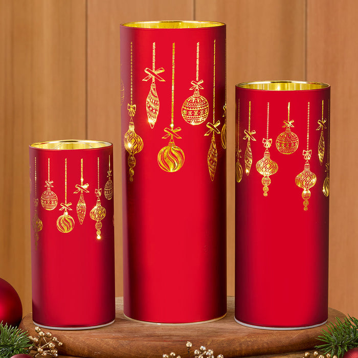 "Deck the Halls" LED Glass Hurricane