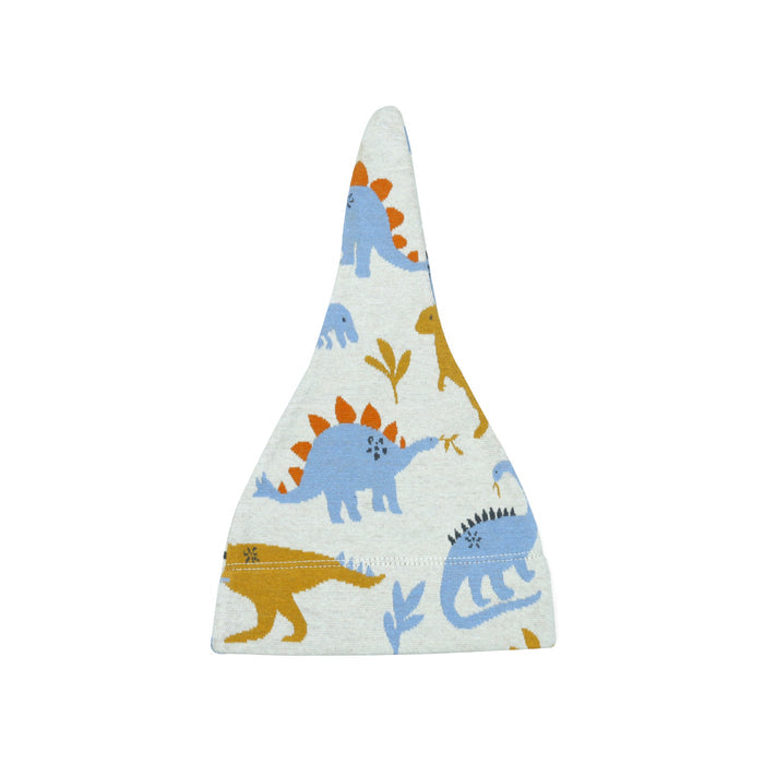 Dino Jacquard Knit Round Knot Baby Hat (Organic Cotton)