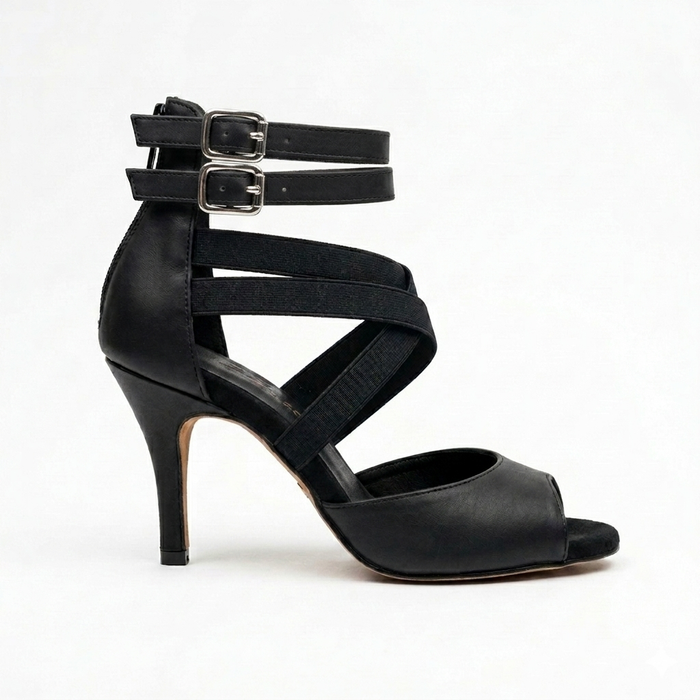 Diva black stiletto latin dance sandals