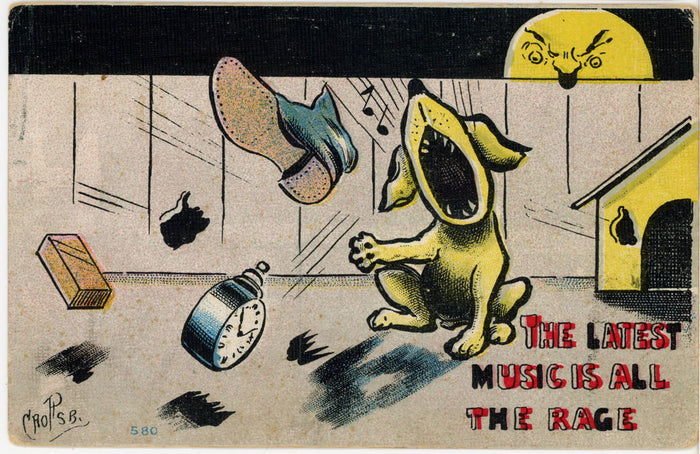 Dog Howling with Angry Moon Vintage Comic Dog Postcard 1917 - Vintage Postcard Boutique