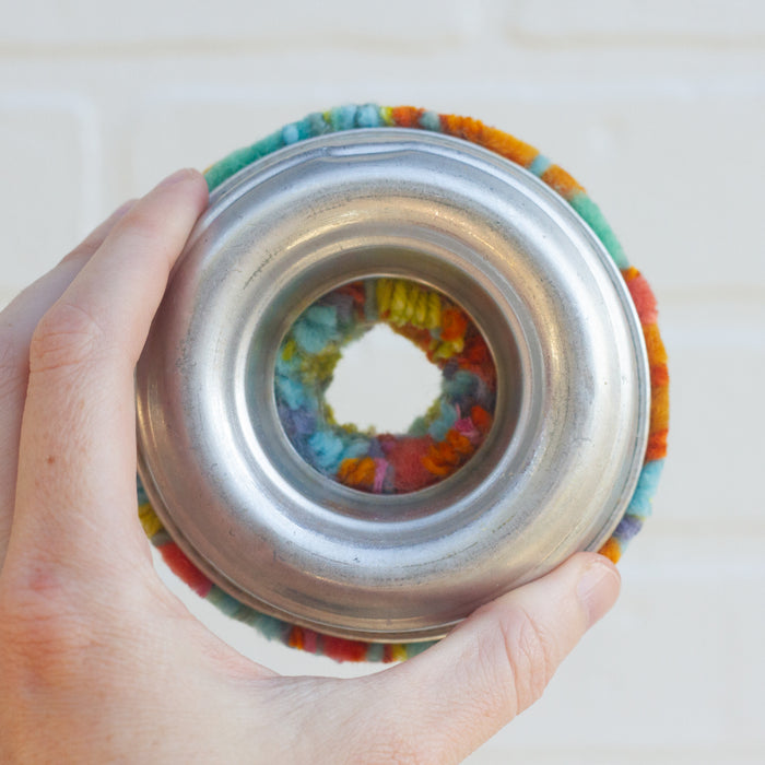Donut Puff Wall Sculpture in Vintage Metal Frame | Orange-y Rainbow