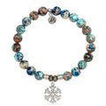 Earth Jasper Gemstone Bracelet with Snowflake Opal Sterling Silver Charm