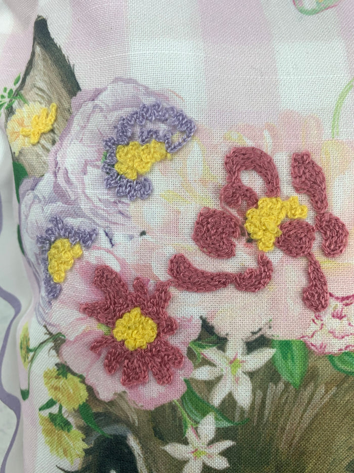Easter Bunny and Duck with Flowered Hats Pillow