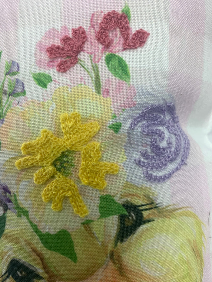 Easter Bunny and Duck with Flowered Hats Pillow