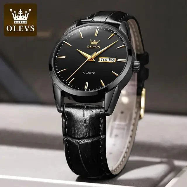 Elegant leather timepiece by MANDOTOS featuring a classic watch with a leather strap and a sleek dial.