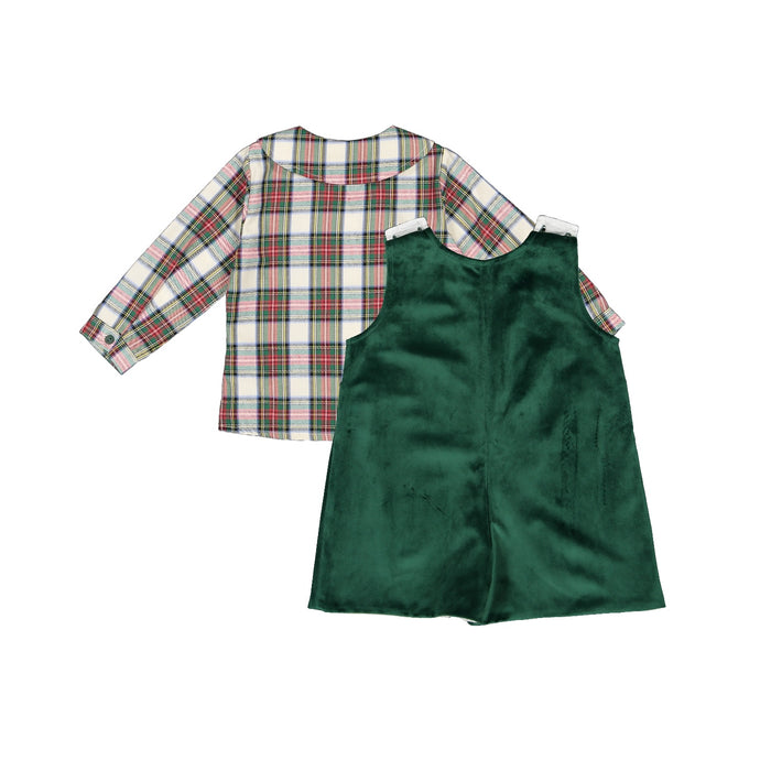 Emerald Green Baby Boy Tartan and Velvet Xmas Set