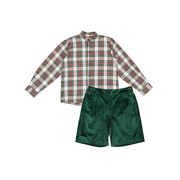 Emerald Green Boy Tartan and Velvet Xmas Set