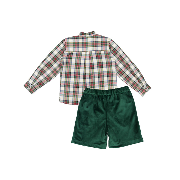 Emerald Green Boy Tartan and Velvet Xmas Set