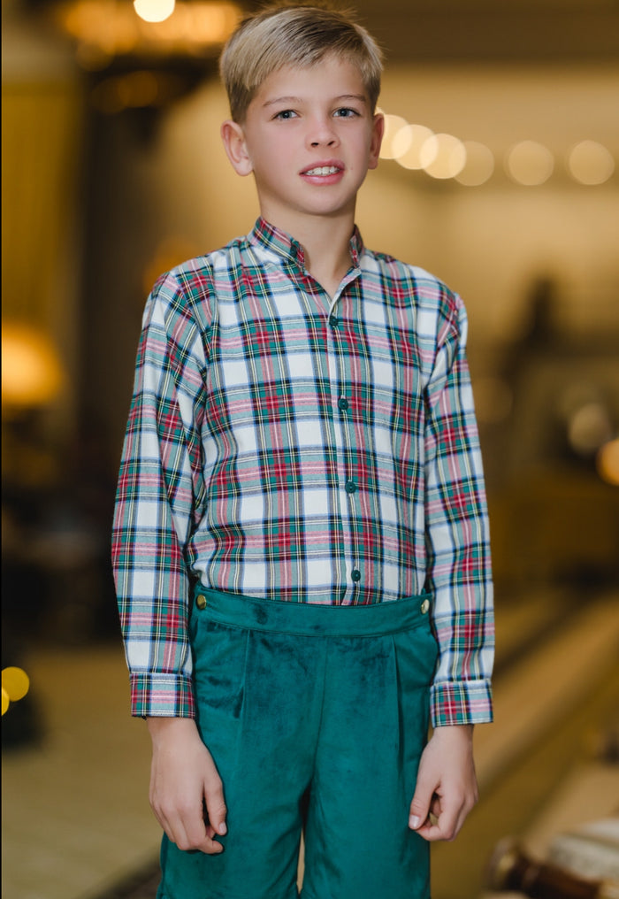 Emerald Green Boy Tartan and Velvet Xmas Set