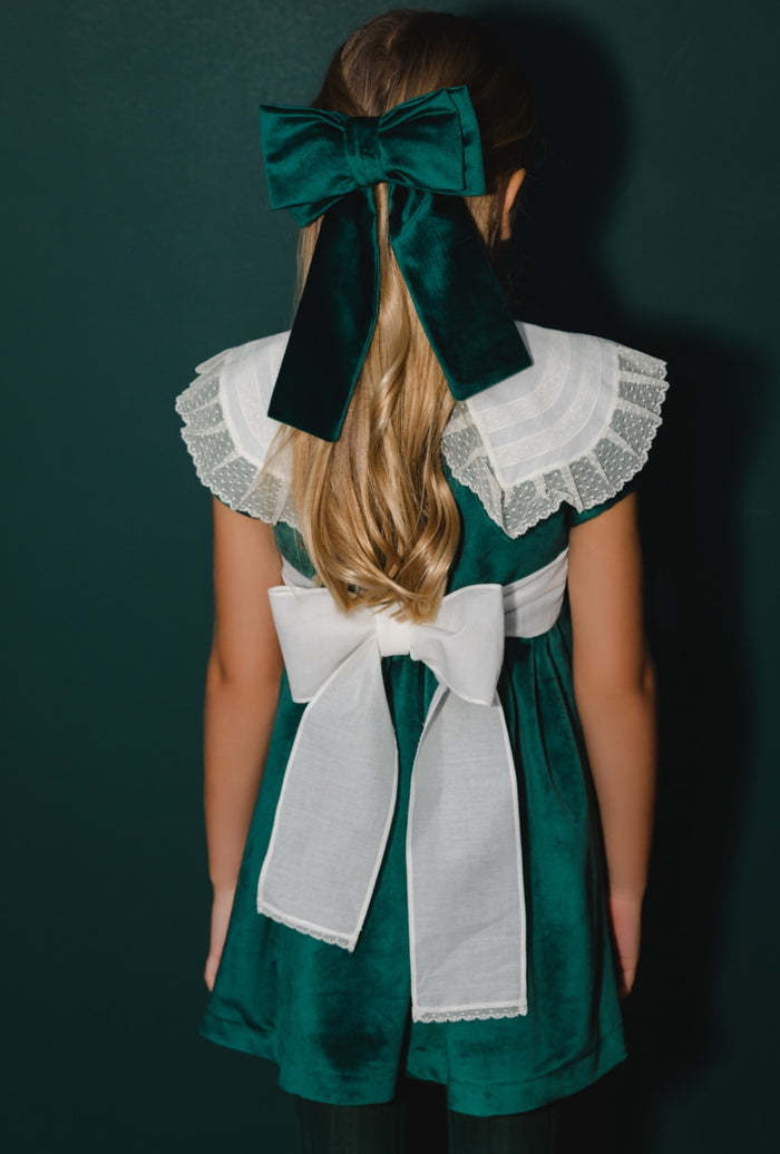 Emerald Green Lace Xmas Velvet Dress