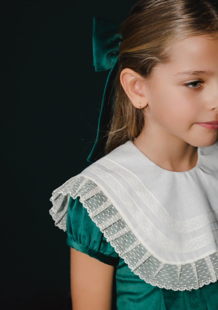 Emerald Green Lace Xmas Velvet Dress